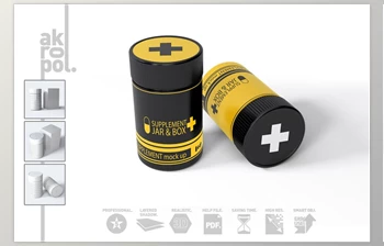 Supplement Jar & Box Mock-Up <span class='badge badge-warning'>CreativeMarket-3949505</span>