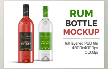 Clear Rum Brandy Vodka <span class='badge badge-warning'>Bottle</span> Mockup CreativeMarket-4536211