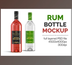 Clear Rum Brandy Vodka Bottle Mockup CreativeMarket-4536211