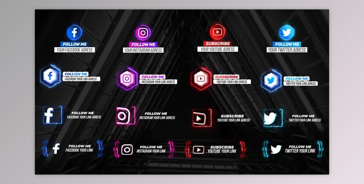 Neon Social Media Lower Thirds V2 (Videohive 28636724)