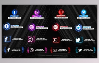 Neon Social <span class='badge badge-warning'>Media</span> Lower Thirds V2 (Videohive 28636724)