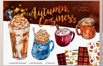 Autumn Coziness – Watercolour Set <span class='badge badge-warning'>CreativeMarket-2039152</span>