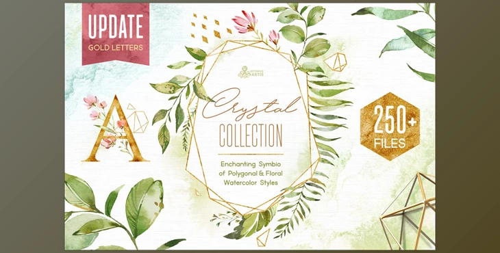 Crystal Floral & Polygonal Bundle CreativeMarket-1984341