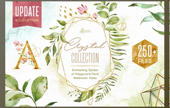 <span class='badge badge-warning'>Crystal</span> Floral & Polygonal Bundle CreativeMarket-1984341