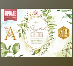 Crystal Floral & Polygonal Bundle CreativeMarket-1984341