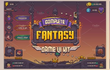Complete Fantasy <span class='badge badge-warning'>Game</span> UI <span class='badge badge-warning'>kit</span> CreativeMarket-959421