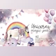 Unicorns: magic party. Watercolor CreativeMarket-3038328