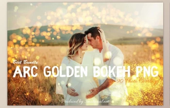 90 ARC Golden Bokeh PNG <span class='badge badge-warning'>Effect</span> Photo Overlays (Filtergrade)