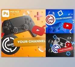 Gaming Youtube Channel Logo Promotion Mockup Pack GraphicRiver-28419187