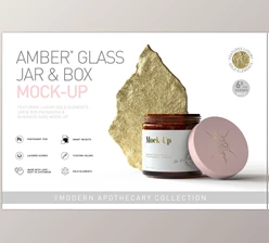 Amber Glass Jar & Box Mock-Up Vol.2 CreativeMarket-5254432